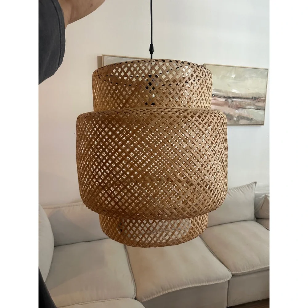 IKEA Sinnerlig Pendant Lamp Bamboo Woven Lattice Ilse Crawford Natural Large